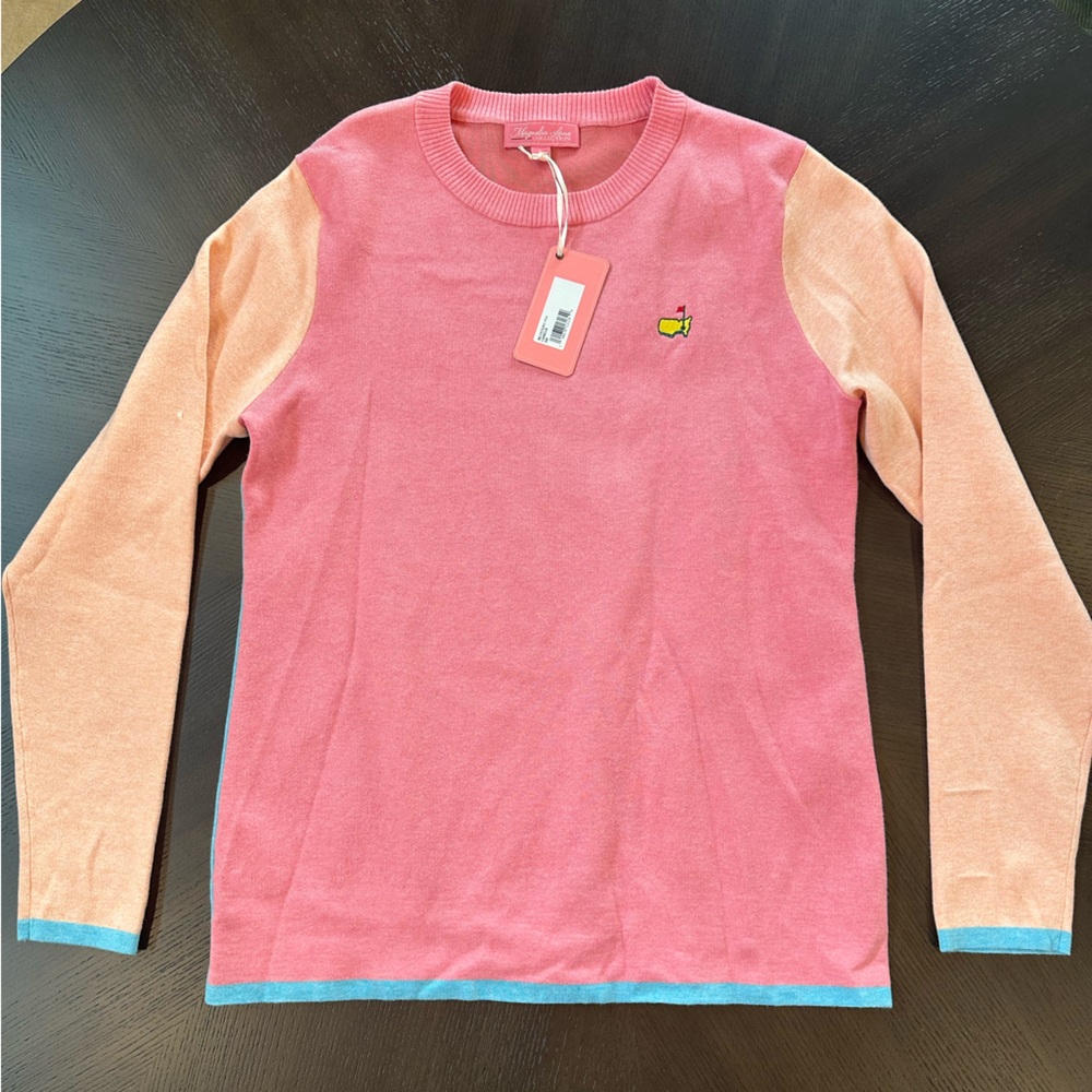MASTERS NWT Magnolia Lane colorblock Pink Knit Sweater size small